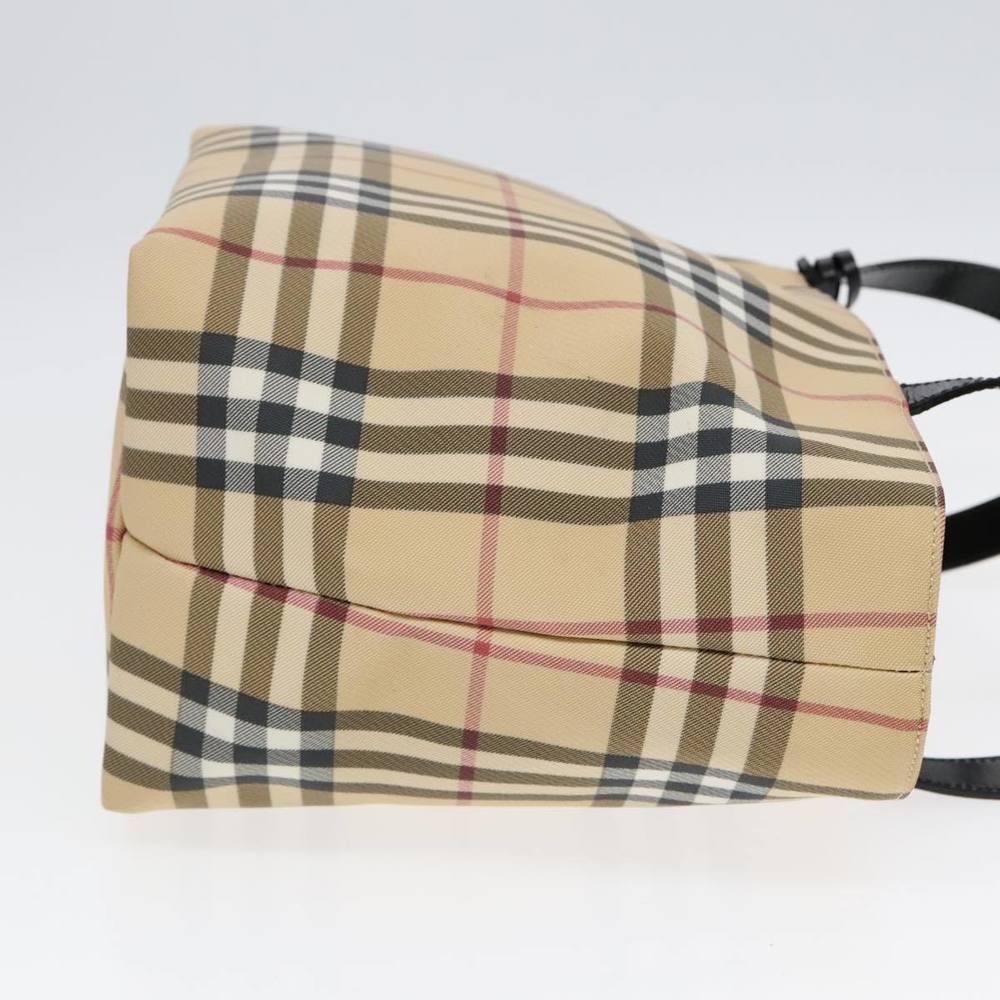 BURBERRY Nova Check Hand Bag PVC Beige Silver Auth 90263 - Picture 3 of 16